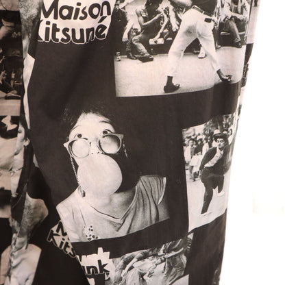 MAISON KITSUNE Photo Print Long Sleeve Shirt Black Size M