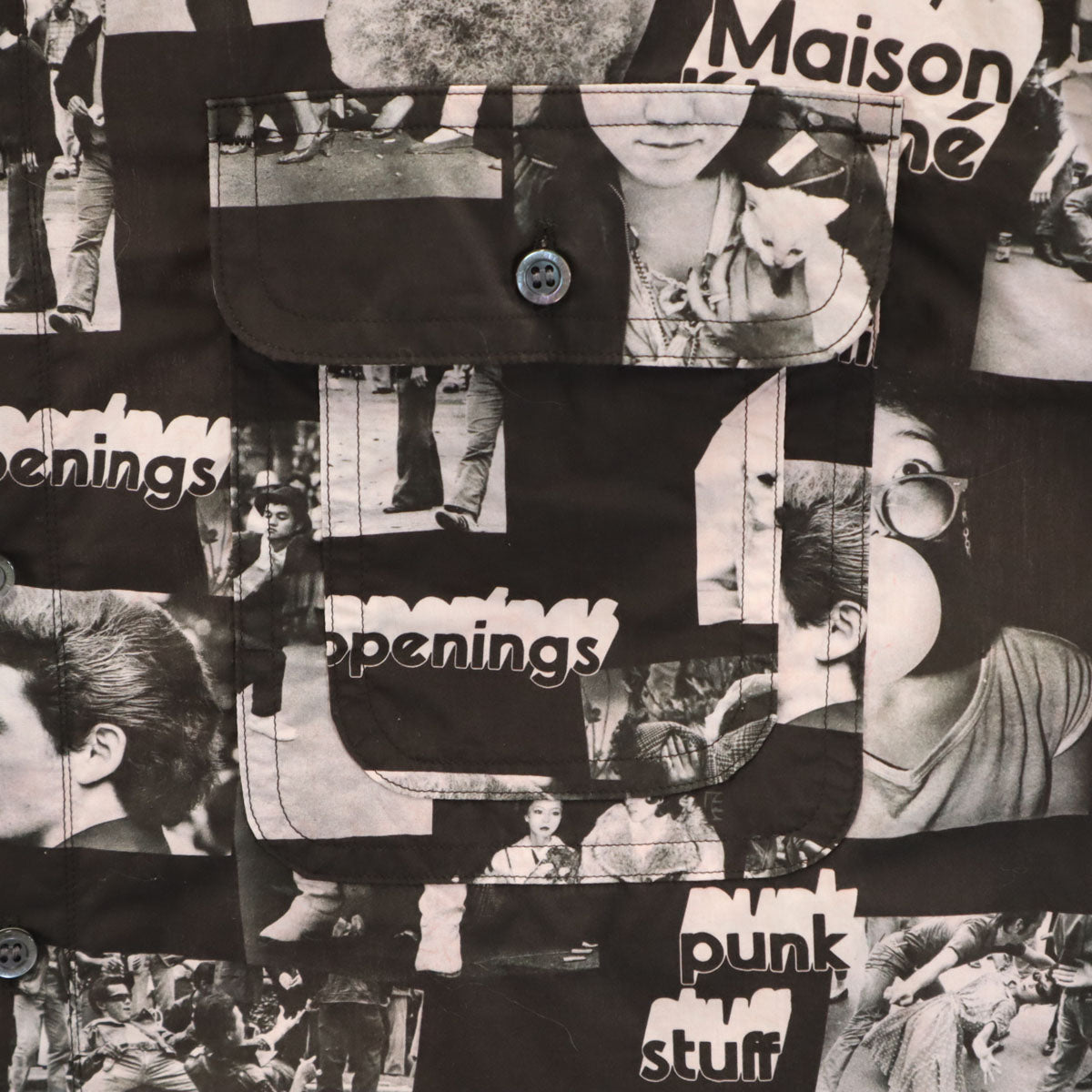 MAISON KITSUNE Photo Print Long Sleeve Shirt Black Size M
