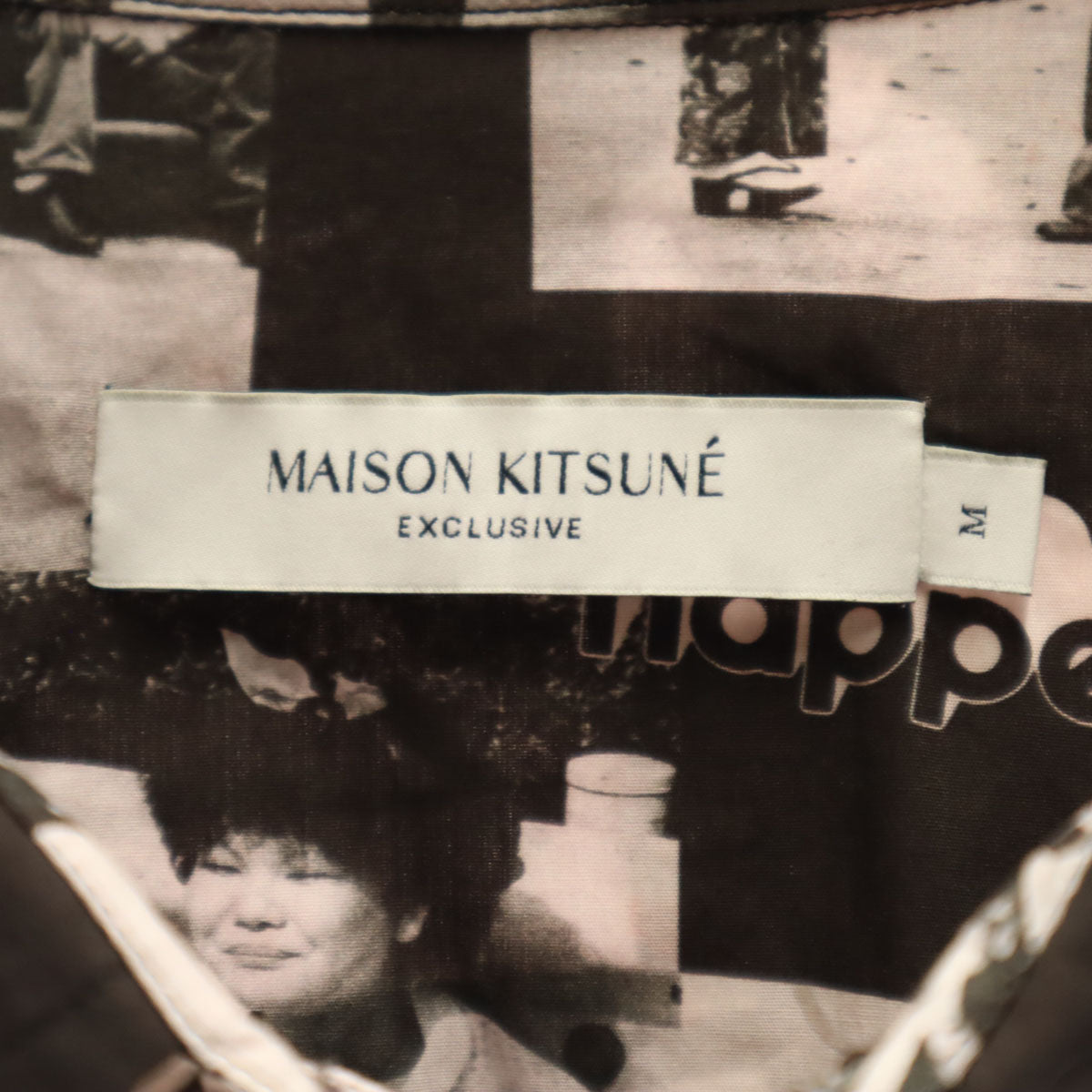 MAISON KITSUNE Photo Print Long Sleeve Shirt Black Size M