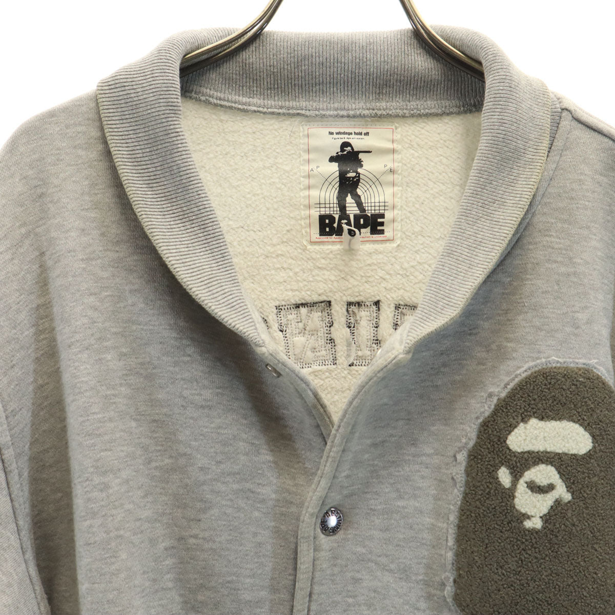Bape A BATHING APE Japan Varsity Sweatshirt Gray Size M