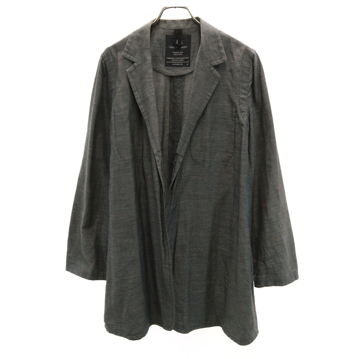 Y's Japan Linen Blend All-Over Pattern Jacket Gray Size 3