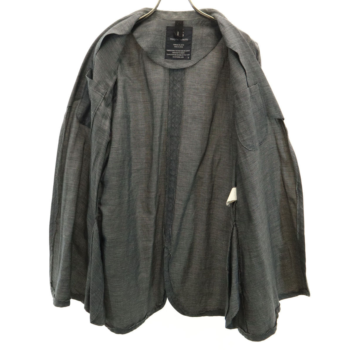 Y's Japan Linen Blend All-Over Pattern Jacket Gray Size 3