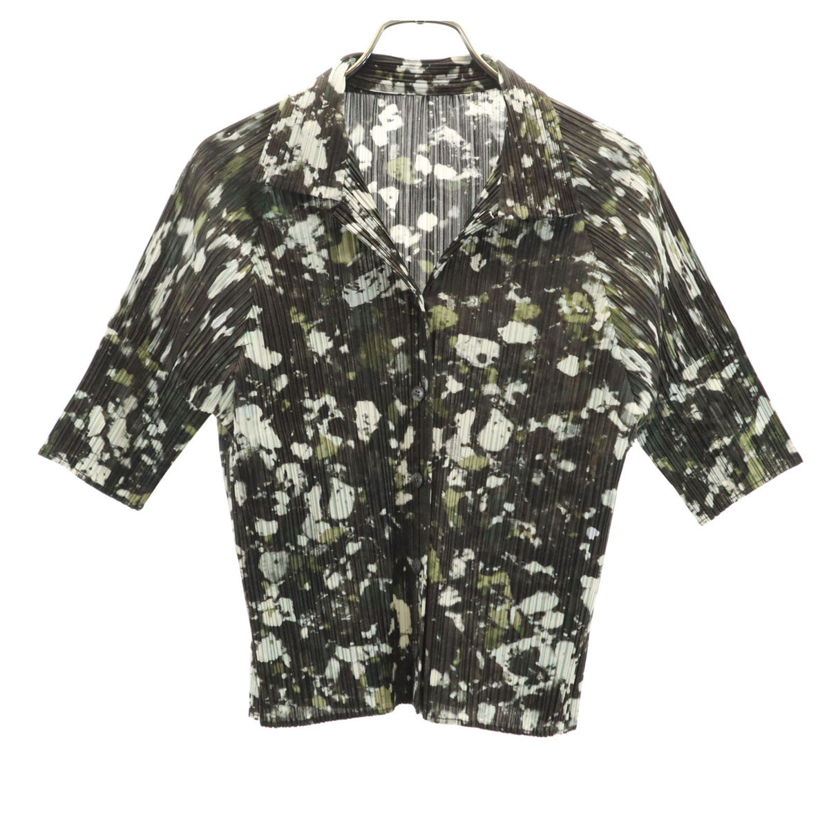 PLEATS PLEASE 90s Patterned Short Shirt Green Size JP 3