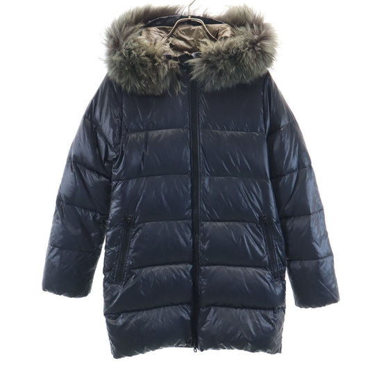 DUVETICA Hooded Fur Down Coat Navy Size 42