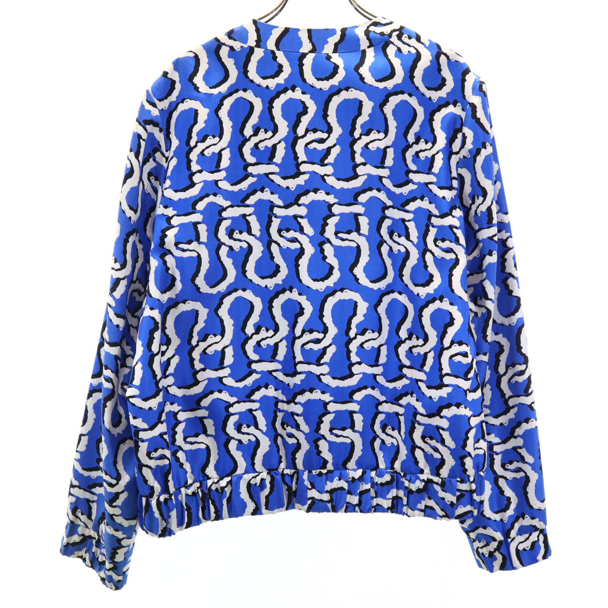 KENZO Silk All-Over Pattern Collarless Jacket Blue Size 38