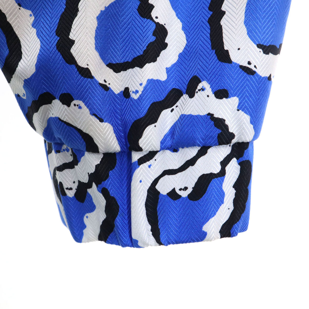 KENZO Silk All-Over Pattern Collarless Jacket Blue Size 38