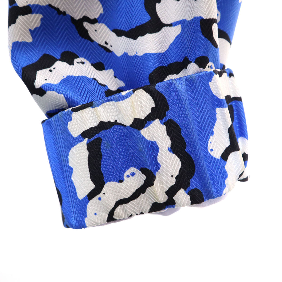 KENZO Silk All-Over Pattern Collarless Jacket Blue Size 38