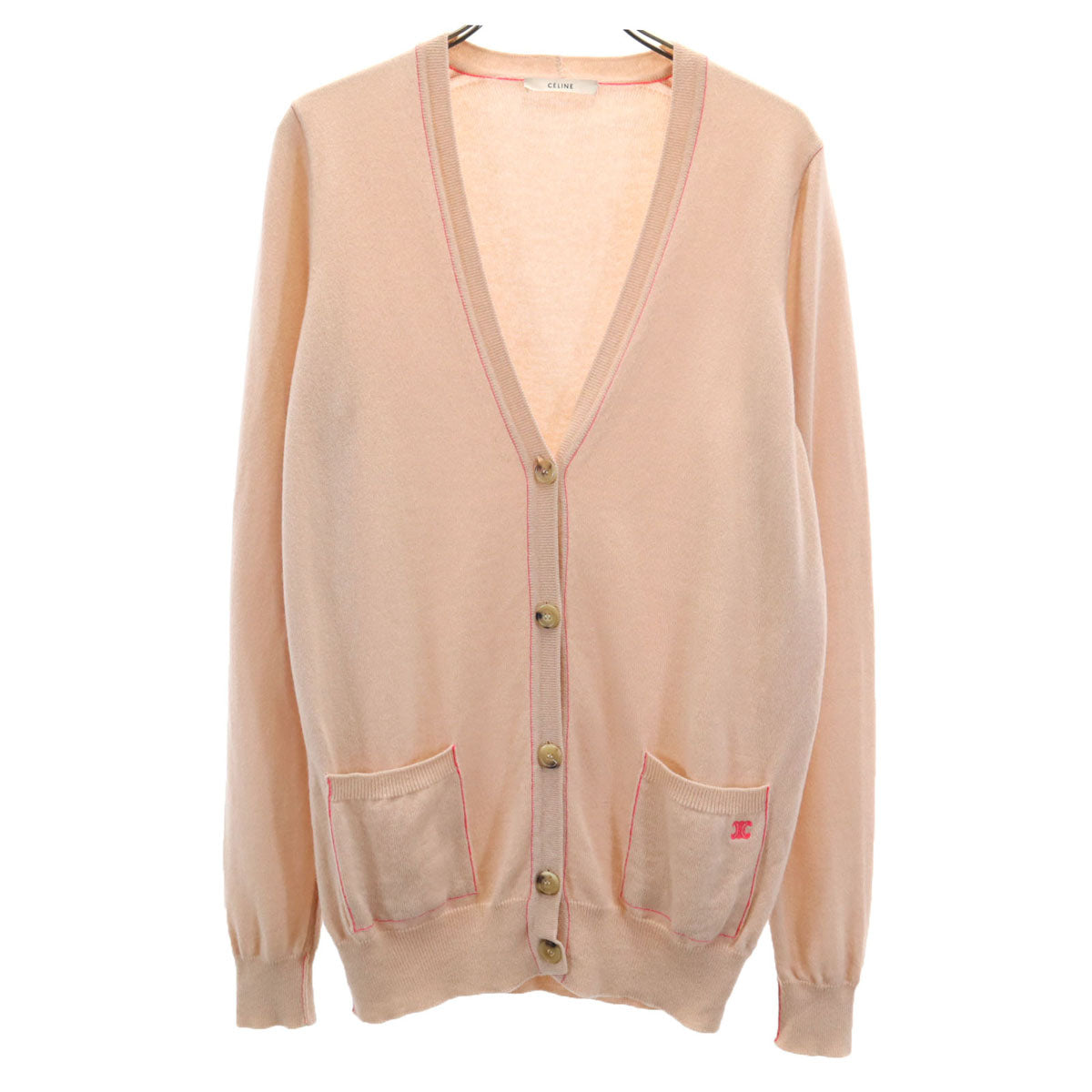 CELINE Pink Long Sleeve Knit Cardigan