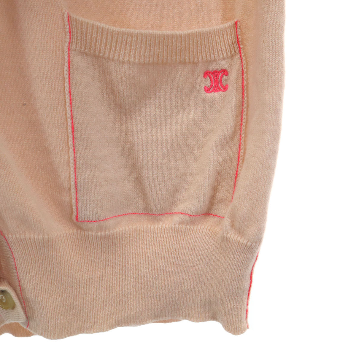 CELINE Pink Long Sleeve Knit Cardigan