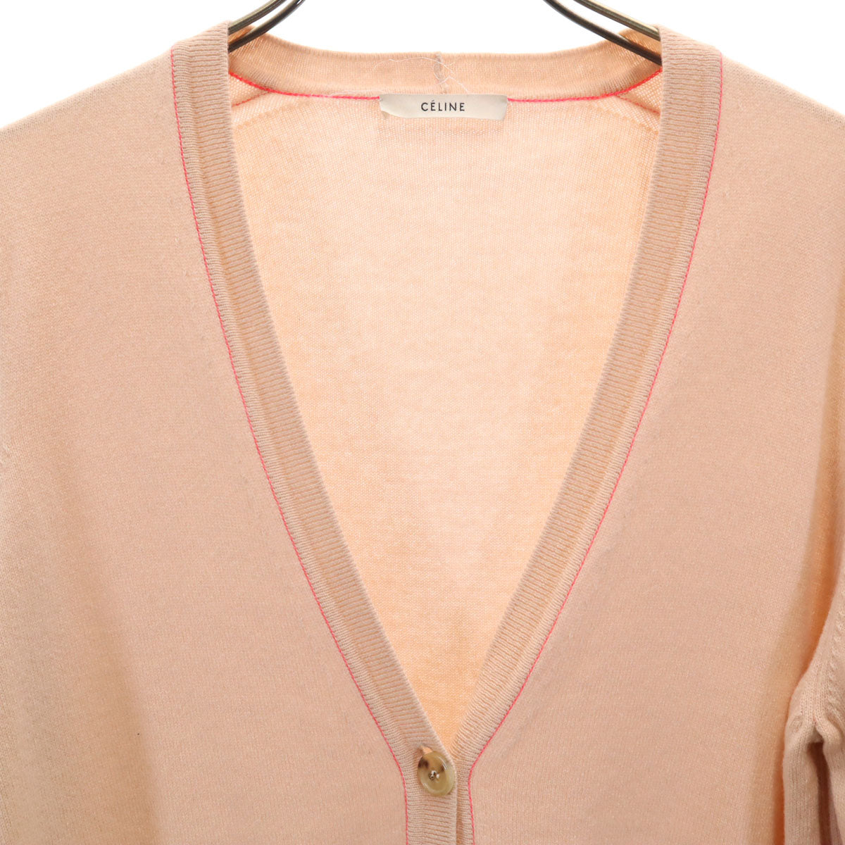 CELINE Pink Long Sleeve Knit Cardigan
