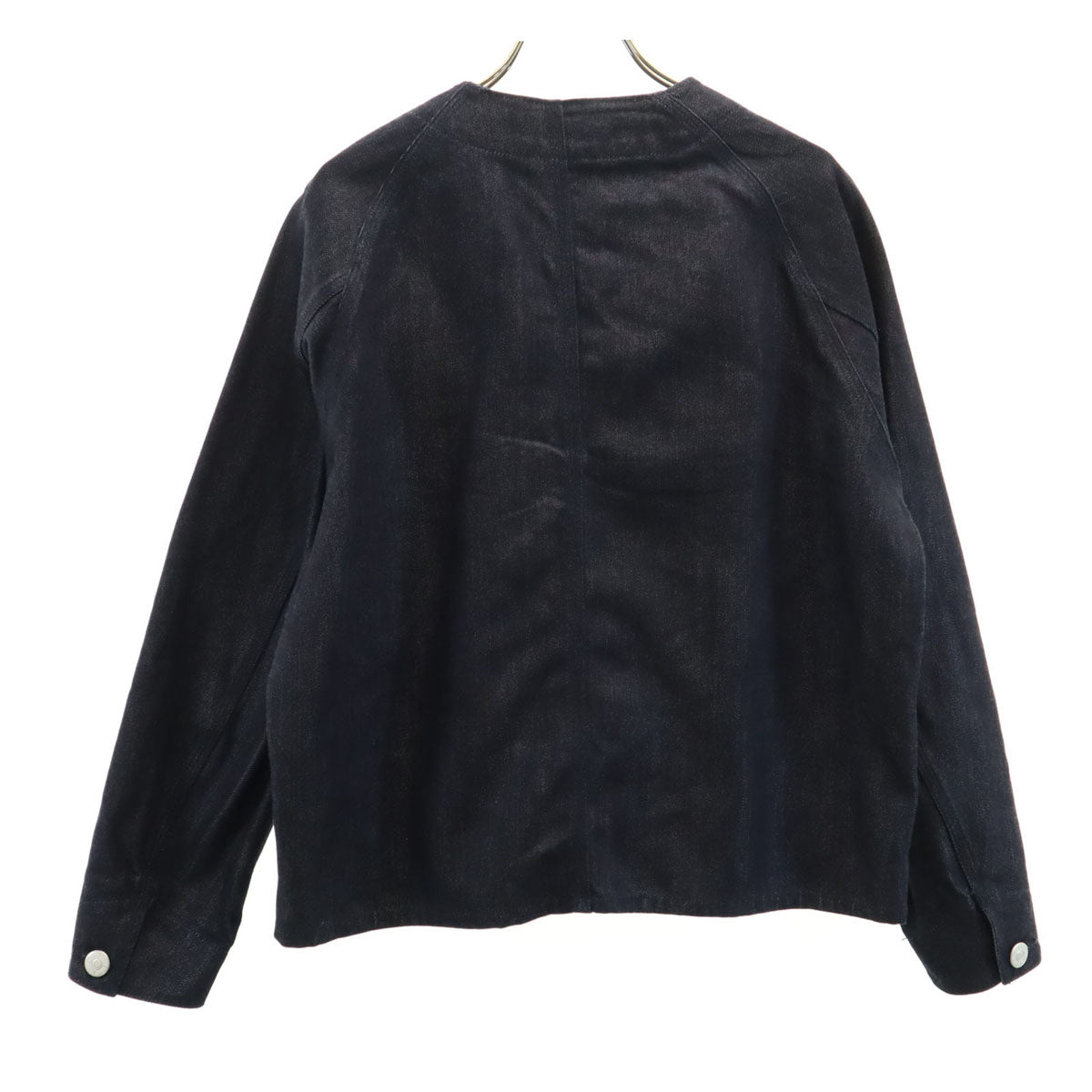 KIJI No Collar Indigo Denim Jacket Blue Size S