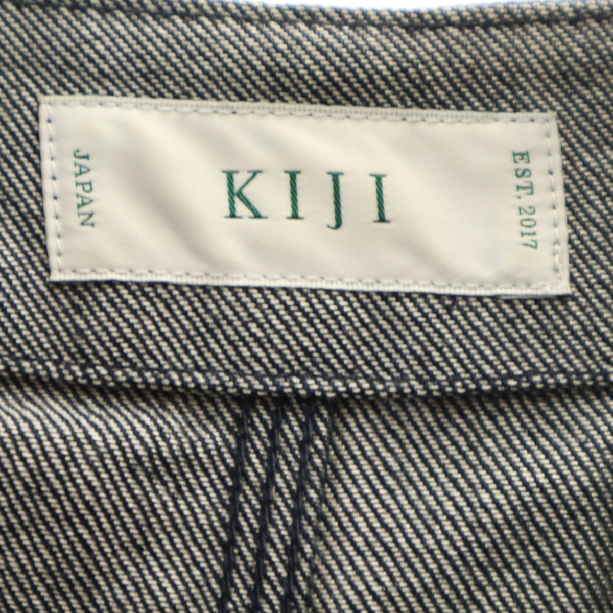 KIJI No Collar Indigo Denim Jacket Blue Size S
