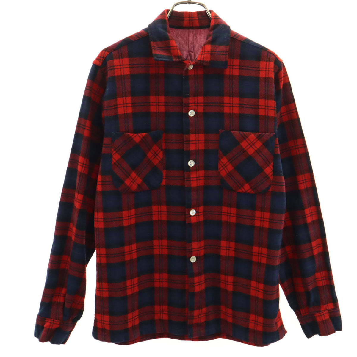 Vintage 50s 60s Plaid Flannel Shirt Red Size S