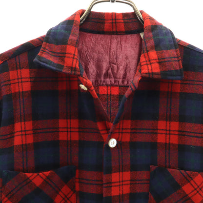 Vintage 50s 60s Plaid Flannel Shirt Red Size S