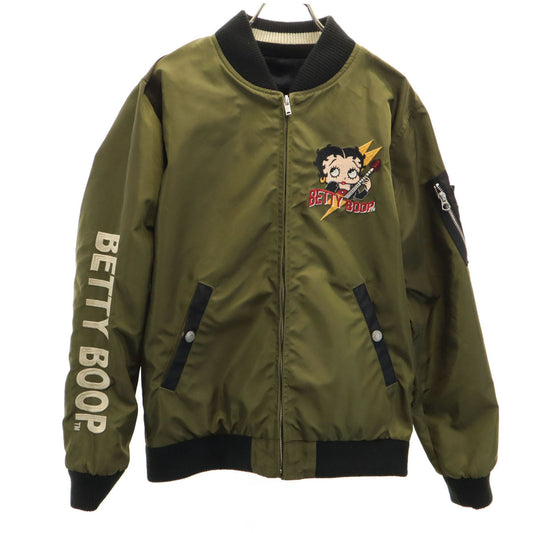 LOW BLOW KNUCKLE Betty Boop Reversible Bomber Khaki Size M
