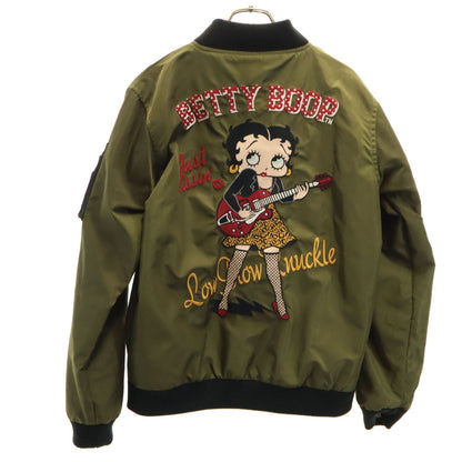 LOW BLOW KNUCKLE Betty Boop Reversible Bomber Khaki Size M
