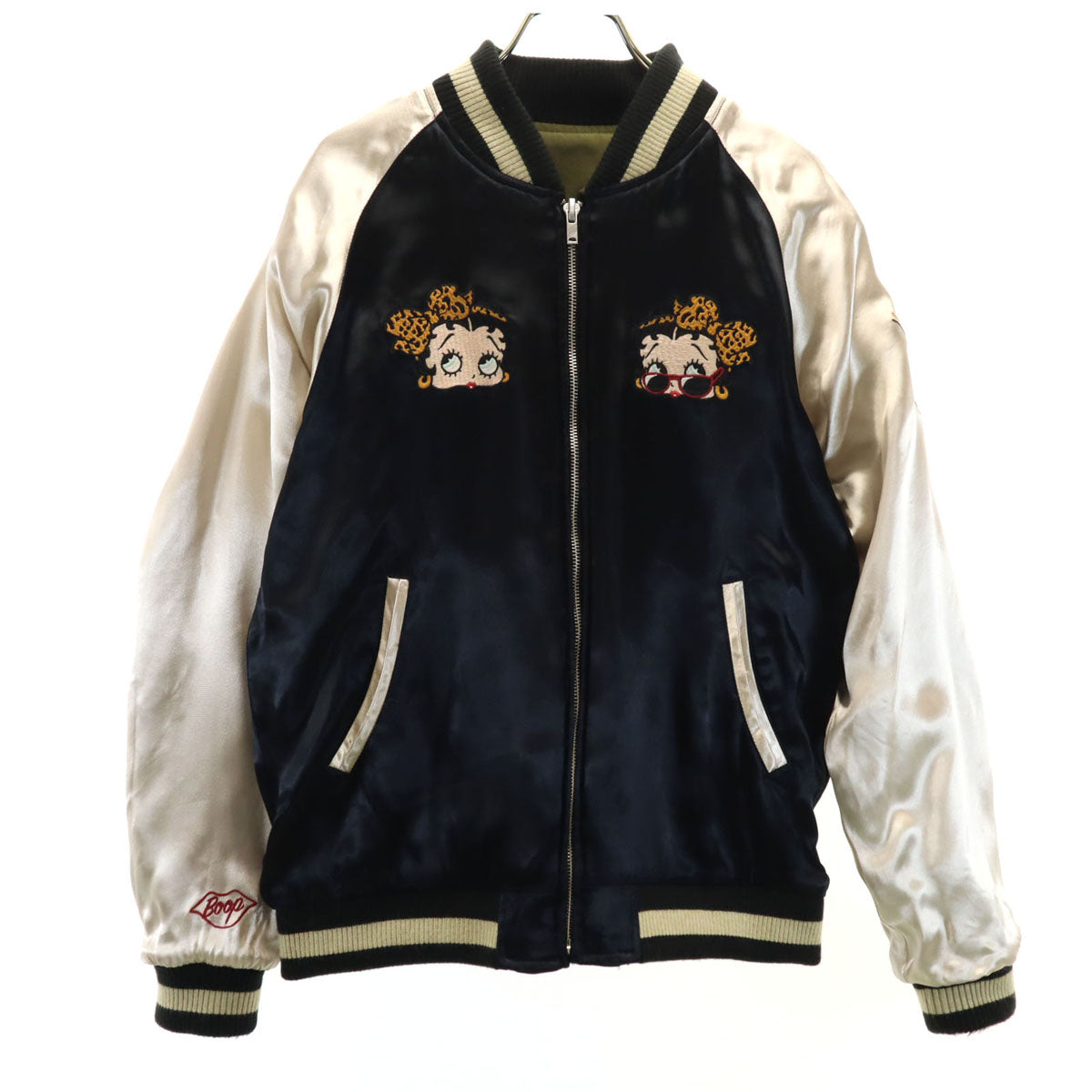LOW BLOW KNUCKLE Betty Boop Reversible Bomber Khaki Size M