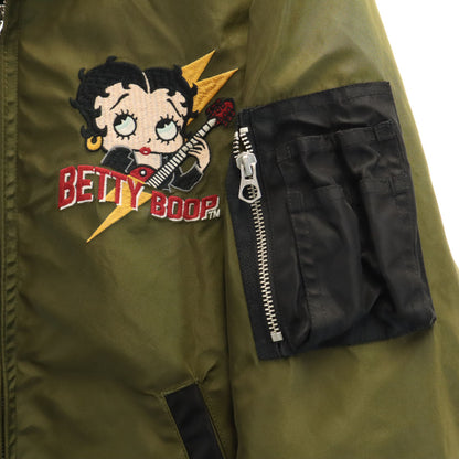 LOW BLOW KNUCKLE Betty Boop Reversible Bomber Khaki Size M
