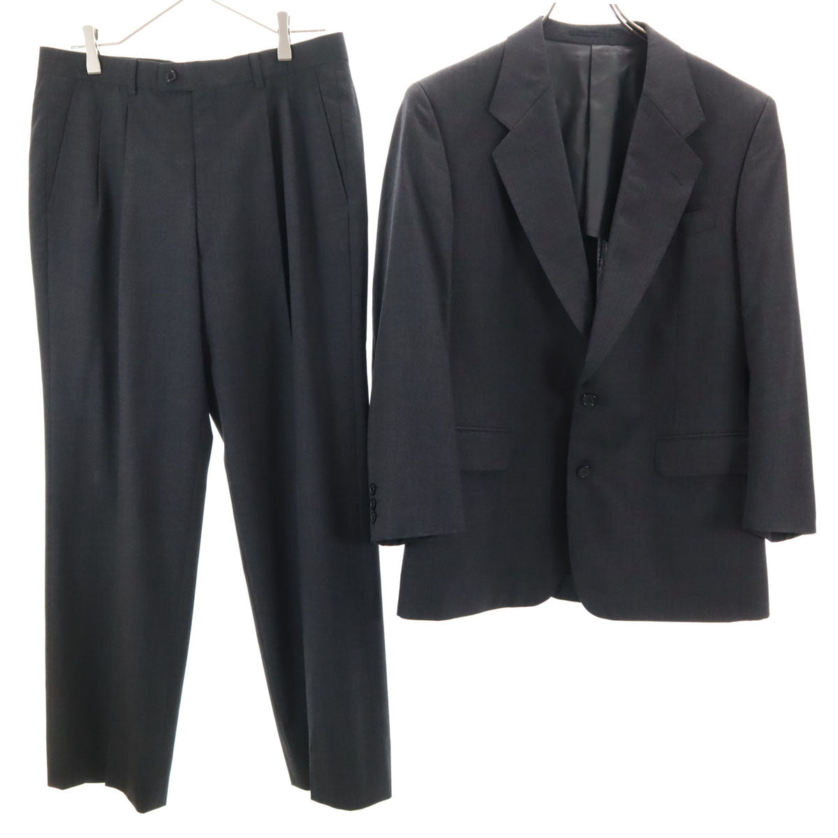 LANVIN 80s 90s Vintage Charcoal Grey Pants Suit Set Size 48