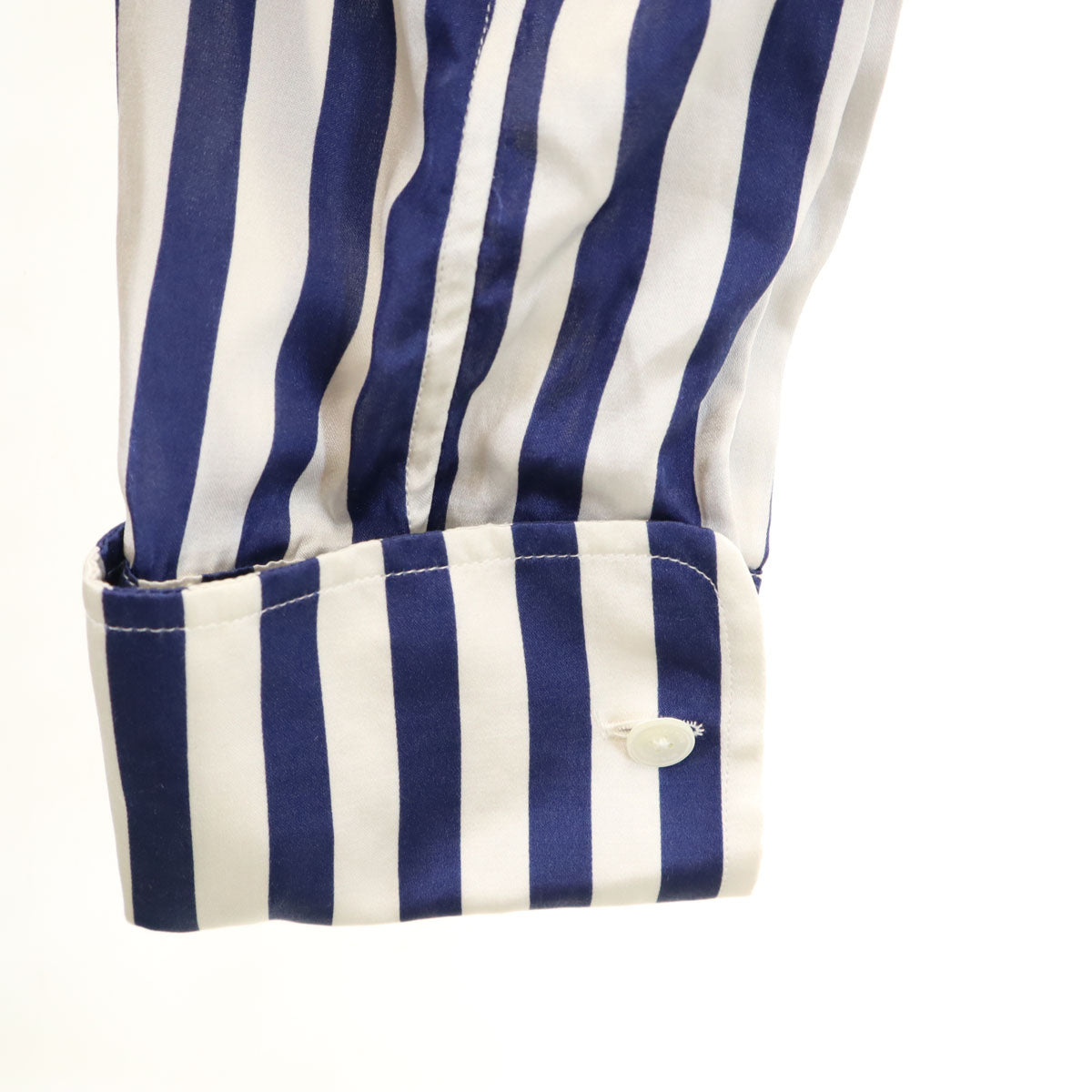 BURBERRY Italian Silk Blend Striped Long Shirt White Size 38
