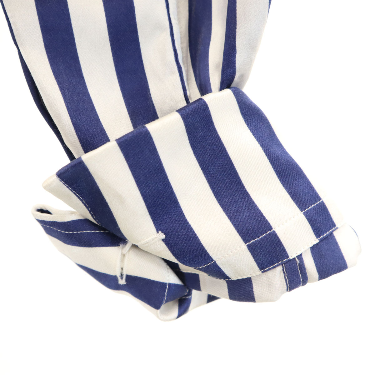 BURBERRY Italian Silk Blend Striped Long Shirt White Size 38