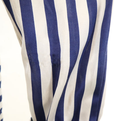 BURBERRY Italian Silk Blend Striped Long Shirt White Size 38