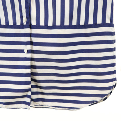 BURBERRY Italian Silk Blend Striped Long Shirt White Size 38