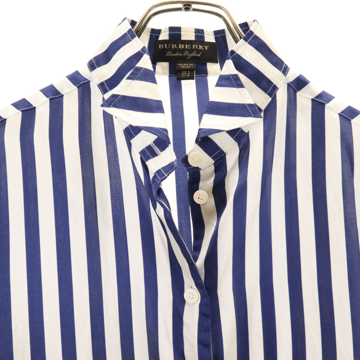 BURBERRY Italian Silk Blend Striped Long Shirt White Size 38