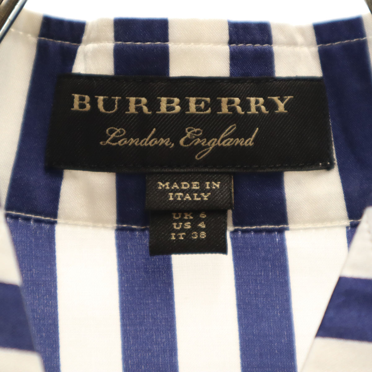 BURBERRY Italian Silk Blend Striped Long Shirt White Size 38