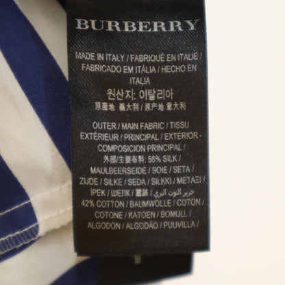 BURBERRY Italian Silk Blend Striped Long Shirt White Size 38