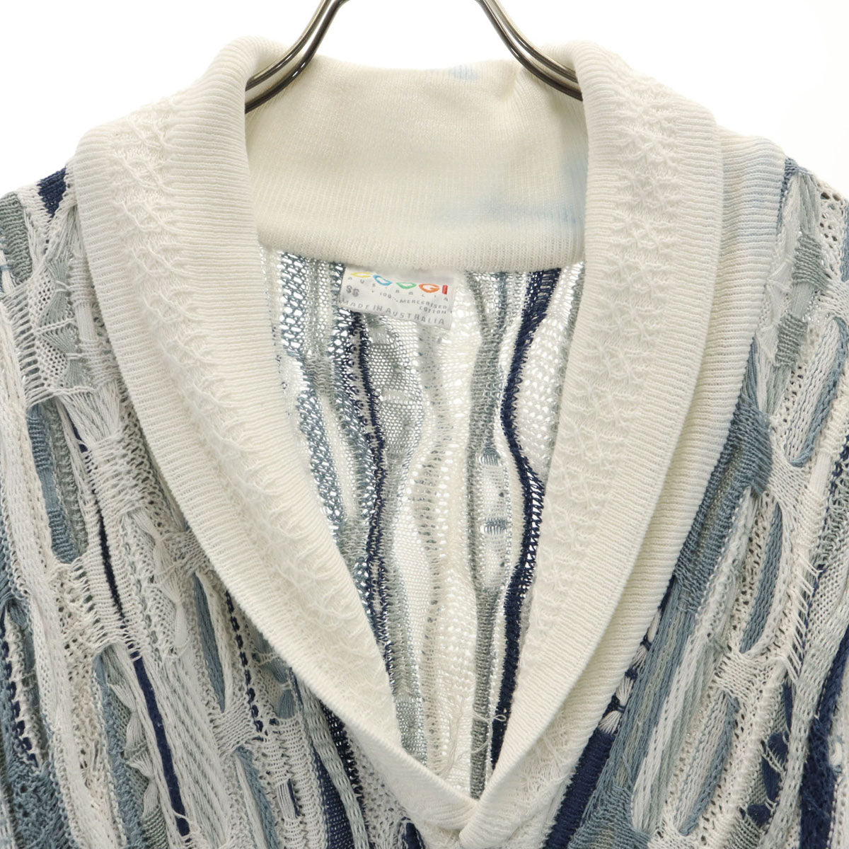 COOGI 90s Australian 3D Knit Shawl Cardigan White Size SS