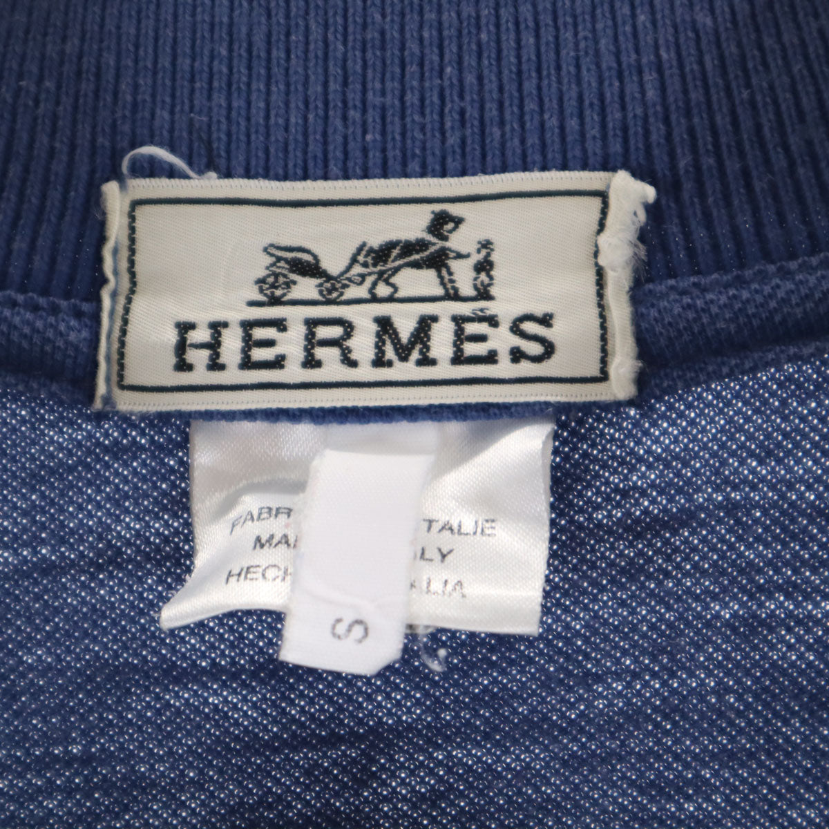 HERMES Made in Italy Short Sleeve Polo Blue Size S
