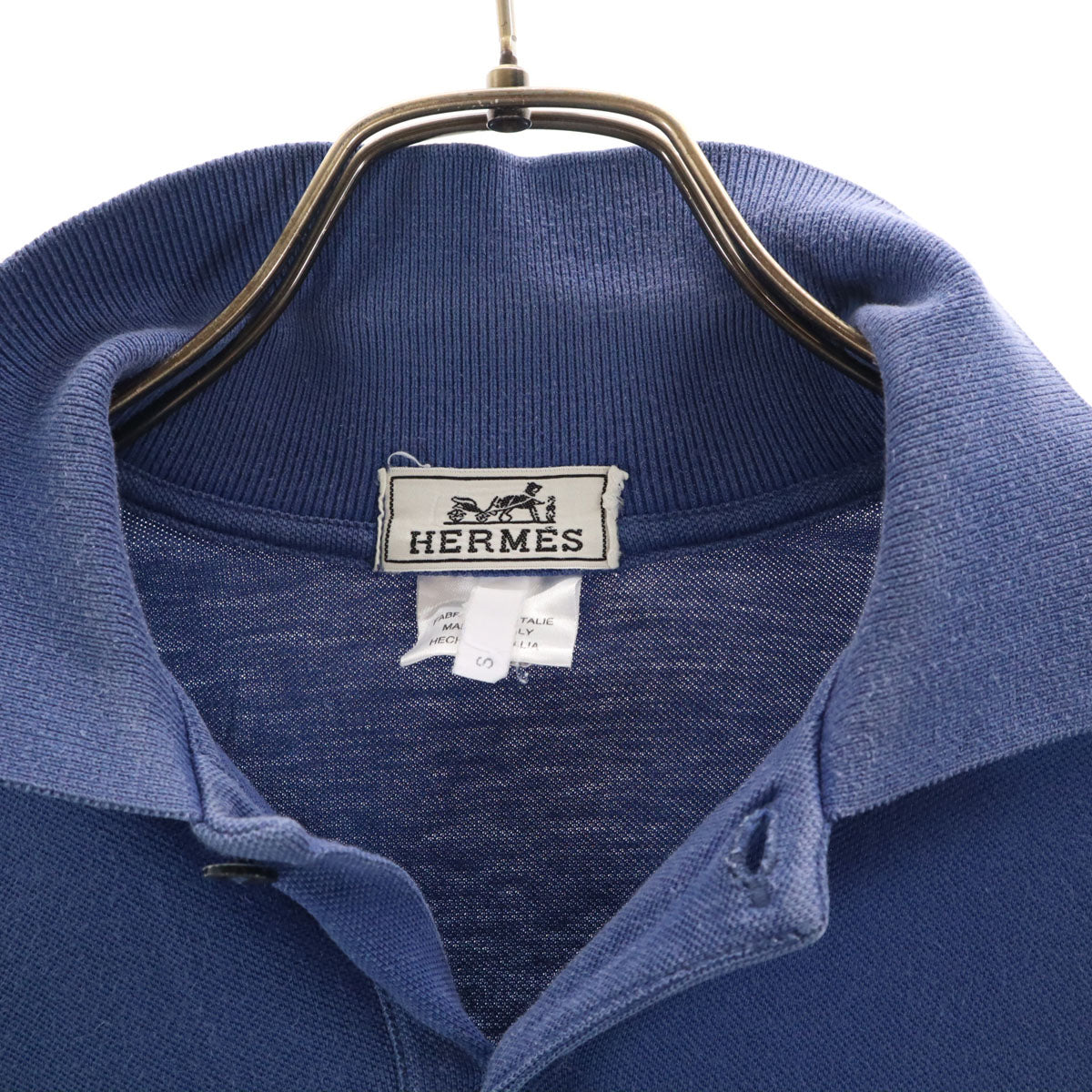 HERMES Made in Italy Short Sleeve Polo Blue Size S