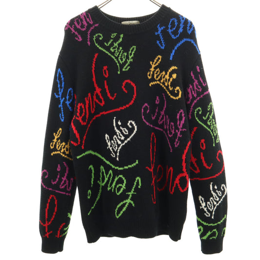 FENDI Italian-made All-Over Pattern Sweater Black Size 48