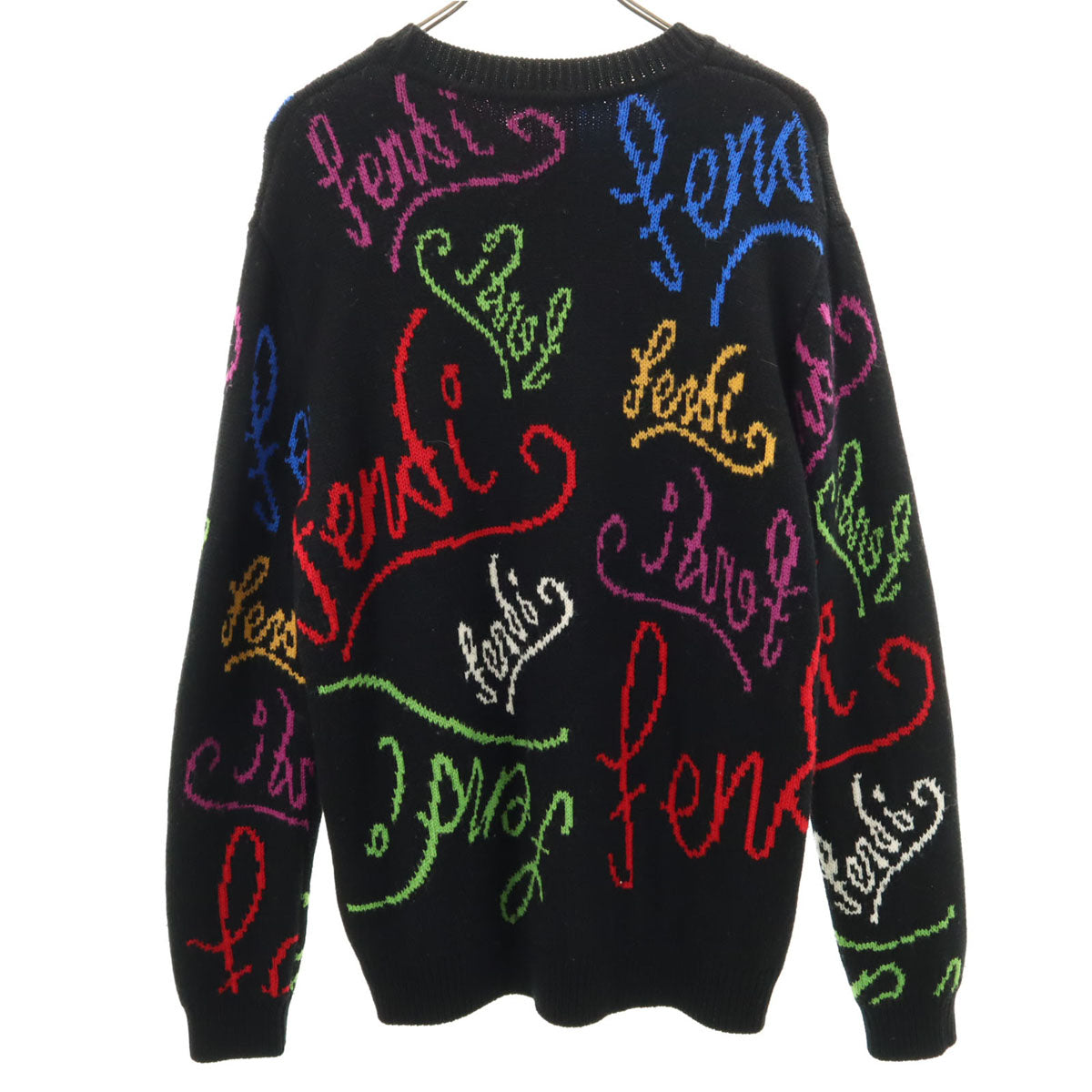 FENDI Italian-made All-Over Pattern Sweater Black Size 48