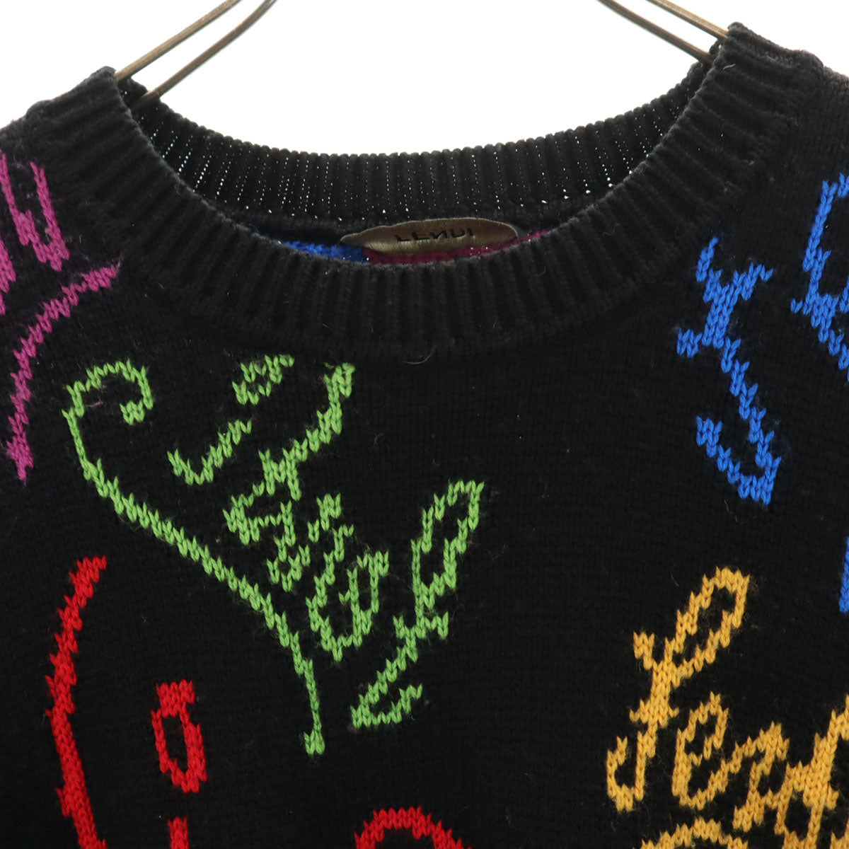 FENDI Italian-made All-Over Pattern Sweater Black Size 48