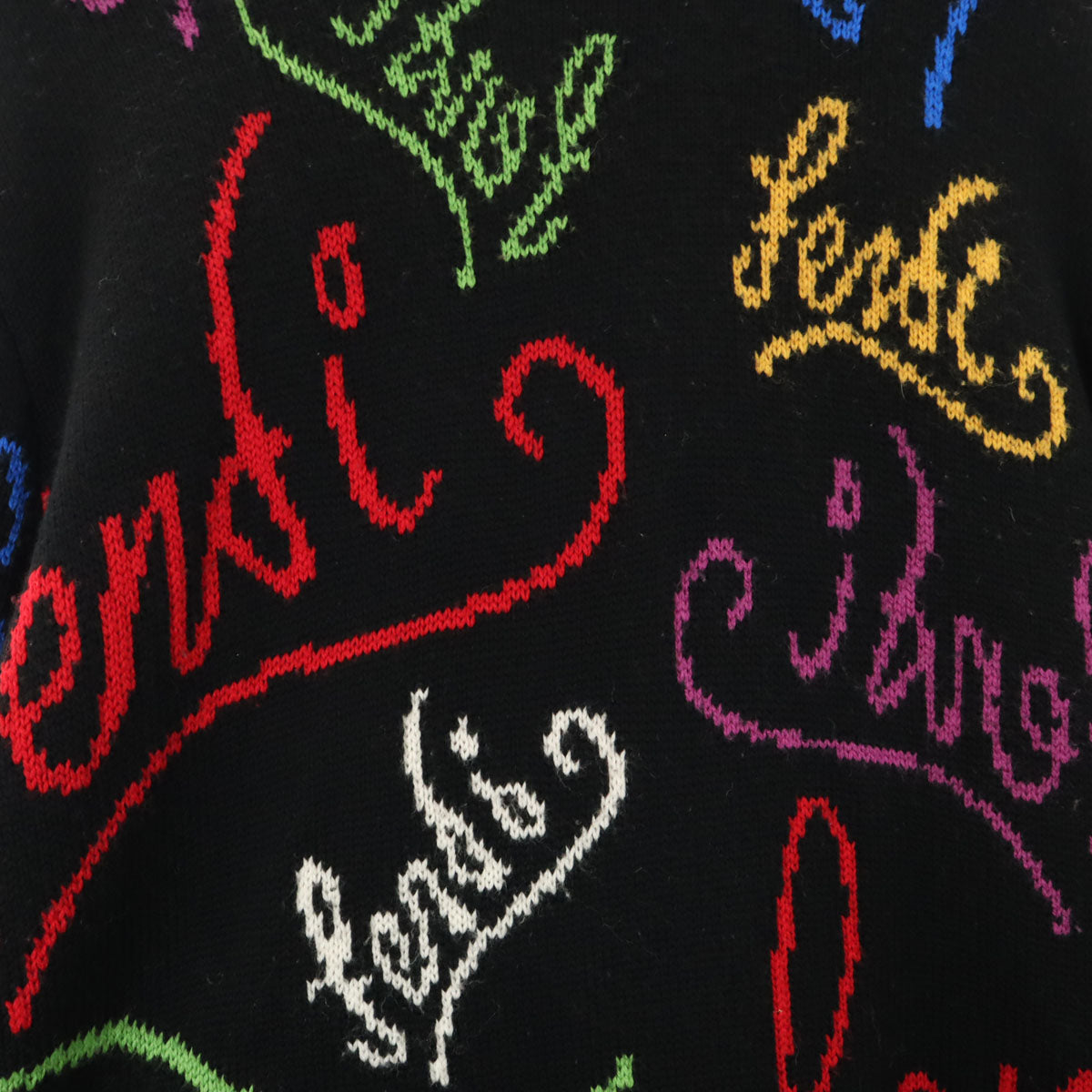 FENDI Italian-made All-Over Pattern Sweater Black Size 48