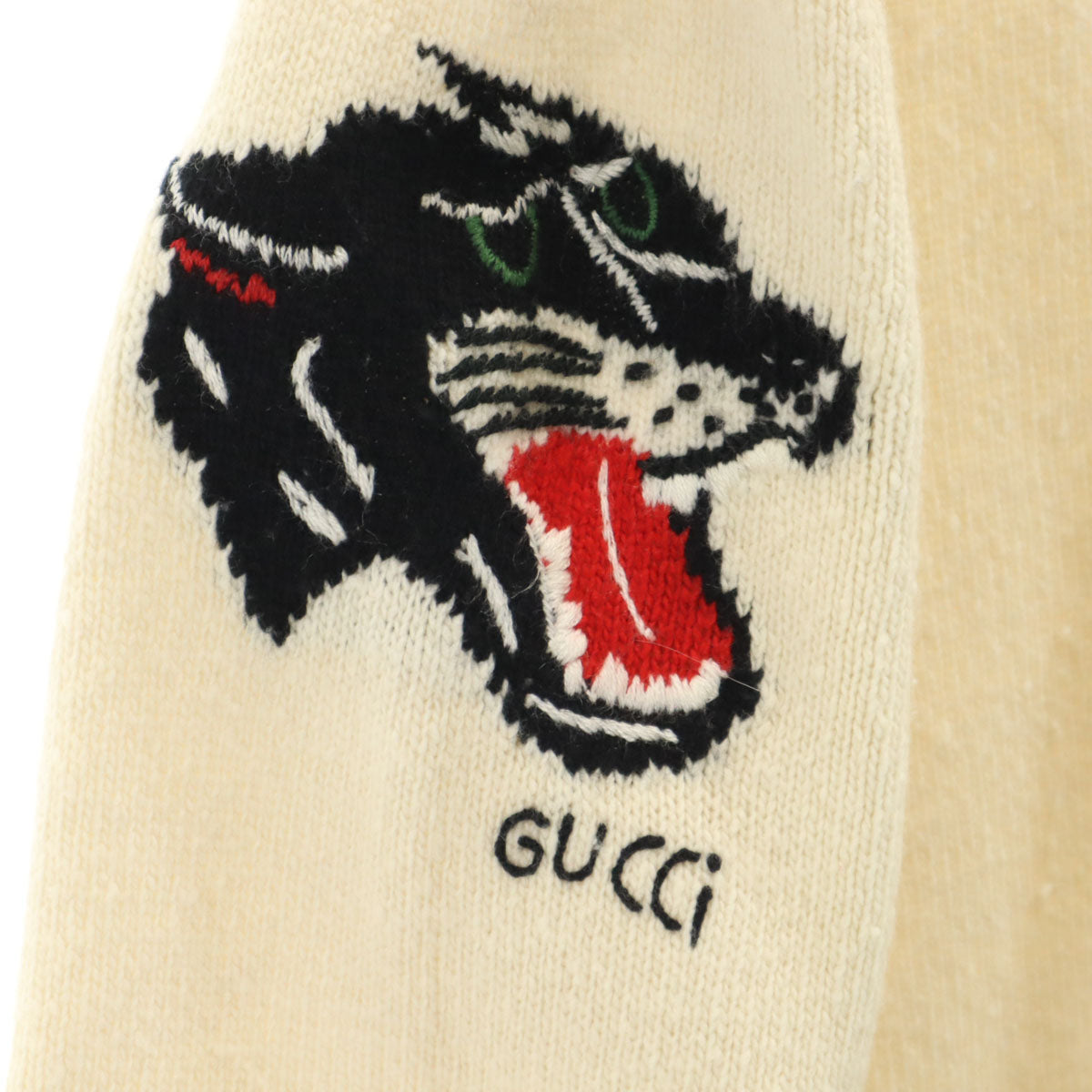 GUCCI Italian Tiger Long Sleeve Sweater Ivory Size M