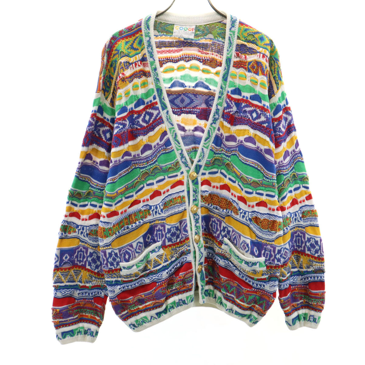 COOGI 90s Australian Made 3D Knit Cardigan Multi Size S