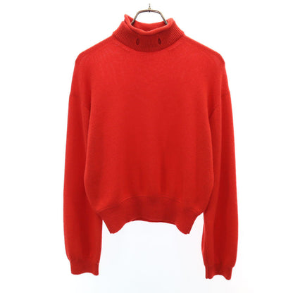 HERMES Red Cashmere Blend Mock Neck Sweater Size 34