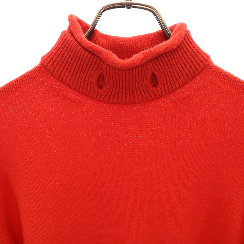HERMES Red Cashmere Blend Mock Neck Sweater Size 34