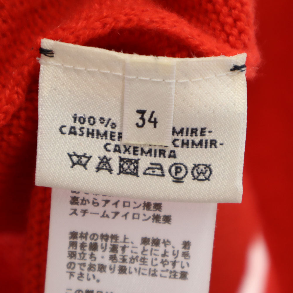 HERMES Red Cashmere Blend Mock Neck Sweater Size 34