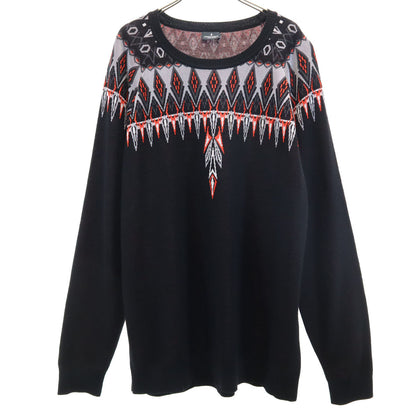 MARCELO BURLON Ethnic Pattern Black Sweater Size XL