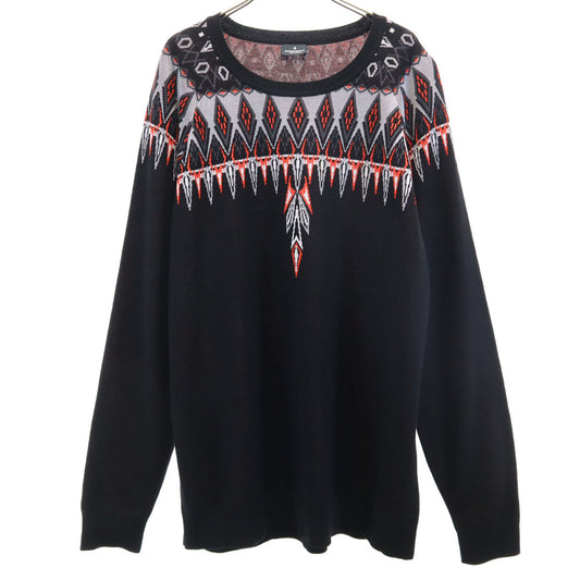 MARCELO BURLON Ethnic Pattern Black Sweater Size XL