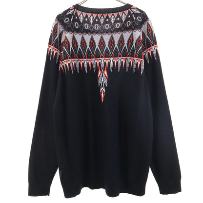 MARCELO BURLON Ethnic Pattern Black Sweater Size XL