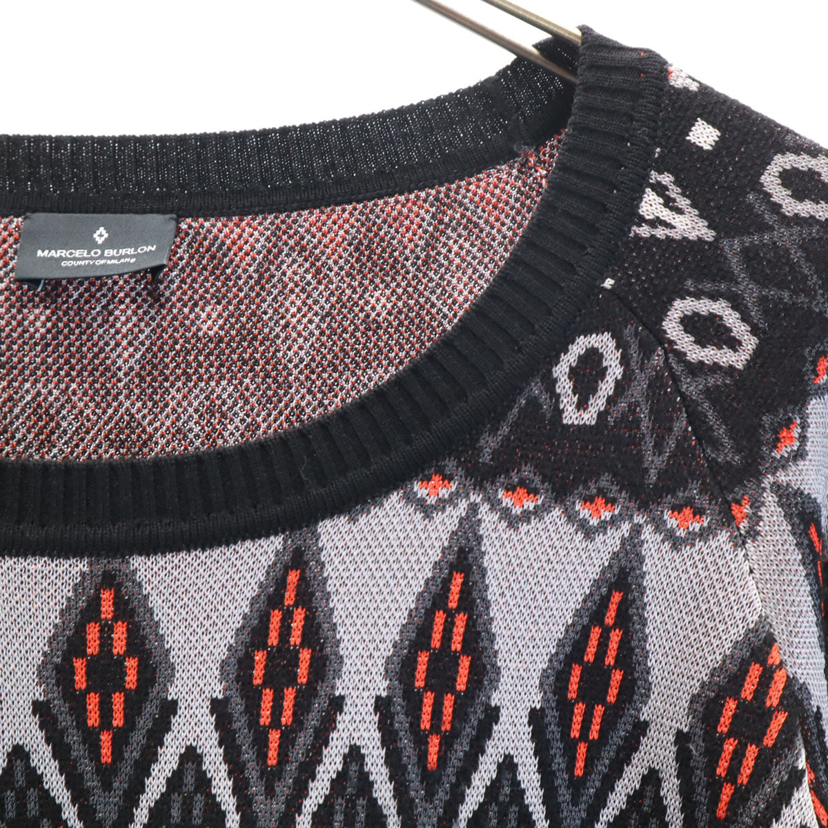 MARCELO BURLON Ethnic Pattern Black Sweater Size XL