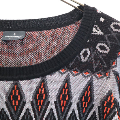 MARCELO BURLON Ethnic Pattern Black Sweater Size XL