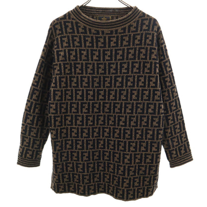FENDI Italian Made Zucca Pattern Sweater Brown Size 40