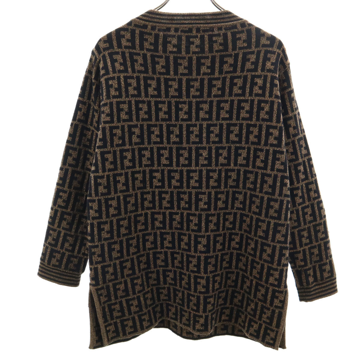 FENDI Italian Made Zucca Pattern Sweater Brown Size 40