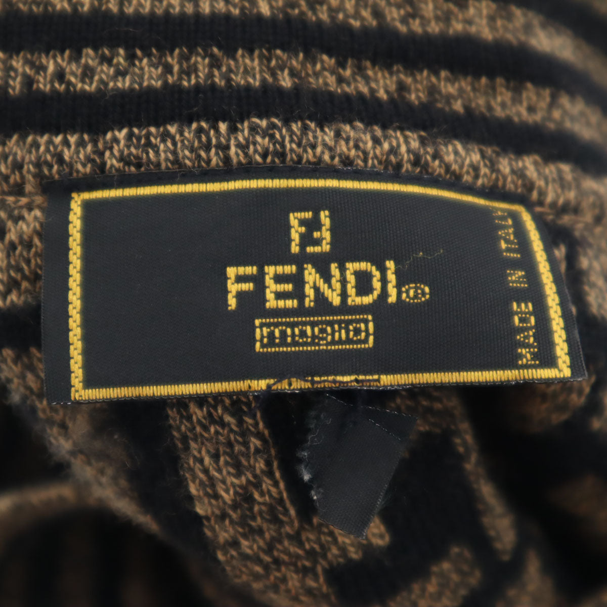 FENDI Italian Made Zucca Pattern Sweater Brown Size 40
